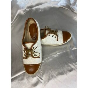 G.H. Bass & Co. Brown & Cream Bass-Sandra Leather + Canvas Women's 9M